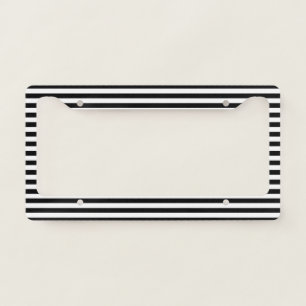 Modern Black White Stripes pattern elegant chic License Plate Frame