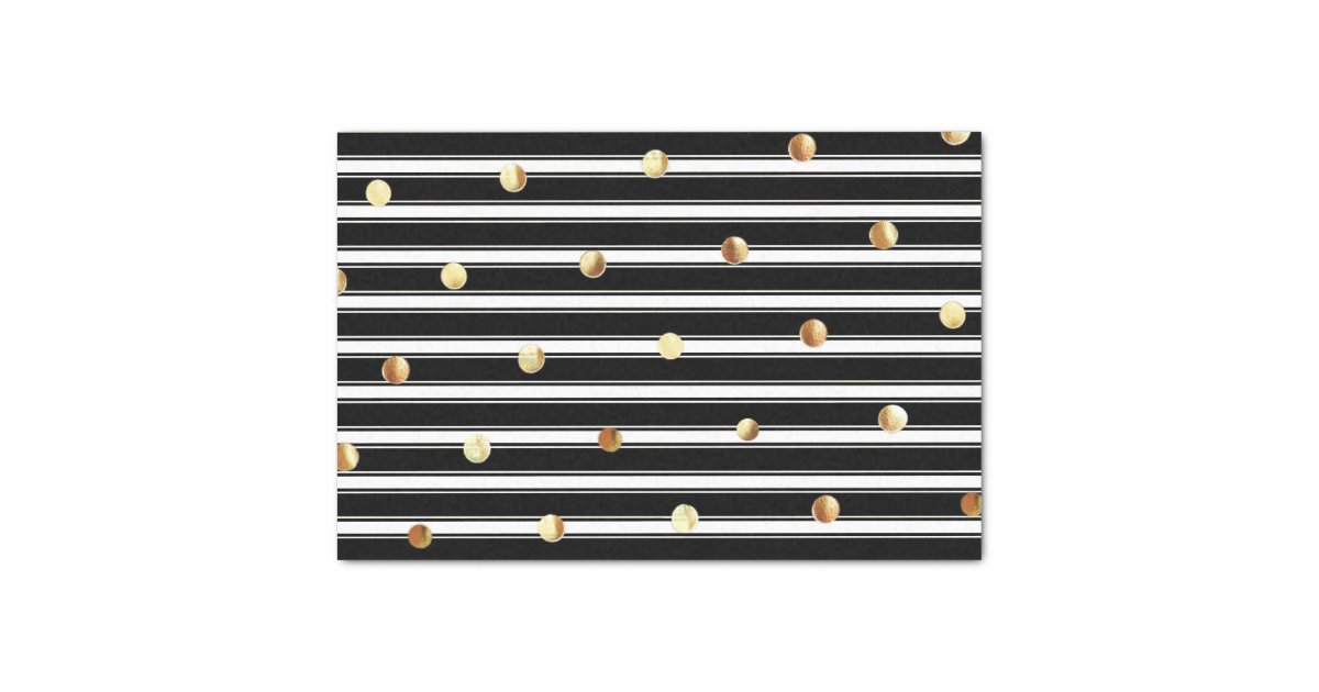 Black and Gold Diagonal Stripe Foil Look Tissue Paper, Zazzle