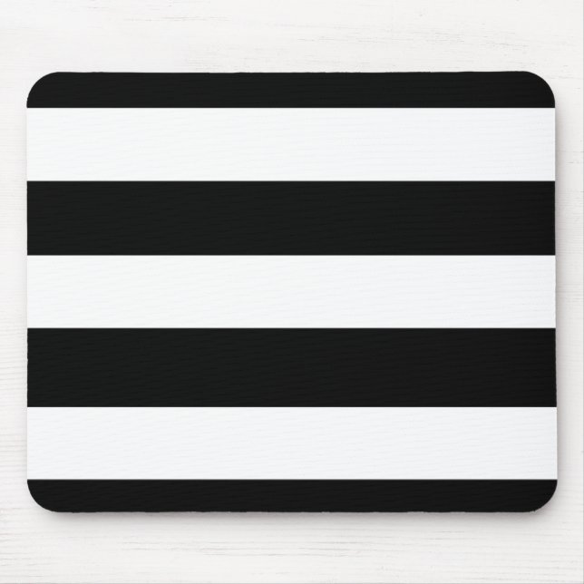 Modern Black White Stripes Pattern Mouse Pad (Front)