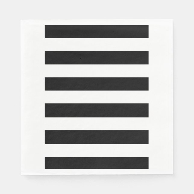 Modern Black White Stripes Pattern Paper Napkins (Front)
