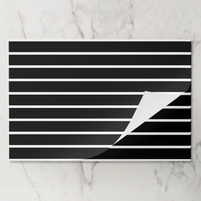Modern black white Stripes pattern Paper Placemat (Folded)