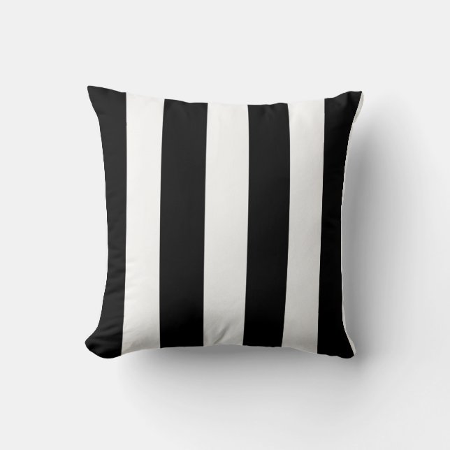 Modern Black White Stripes Pattern Throw Pillow (Front)