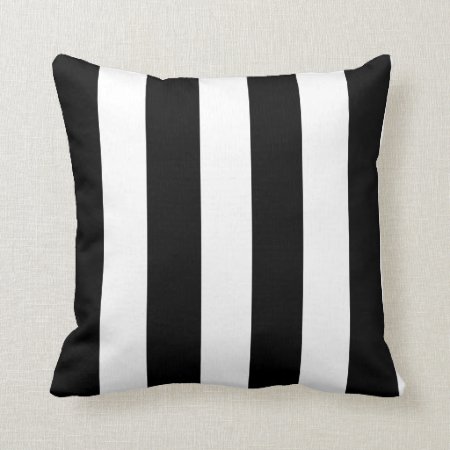 Modern Black White Stripes Pattern Throw Pillow