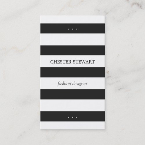 Modern Black White Stripes Personal Contact Card