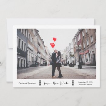Modern Black & White Stripes Photo Save The Date by kittypieprints at Zazzle
