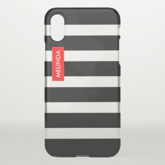Modern Black & White Stripes Red Accent iPhone X Case