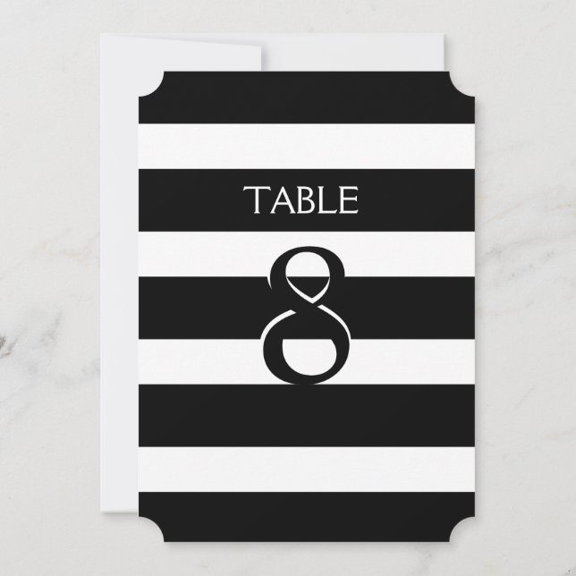 Modern Black & White Stripes Table Number (Back)