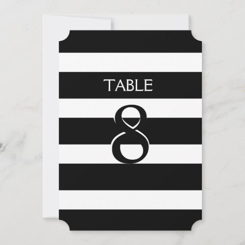 Modern Black  White Stripes Table Number