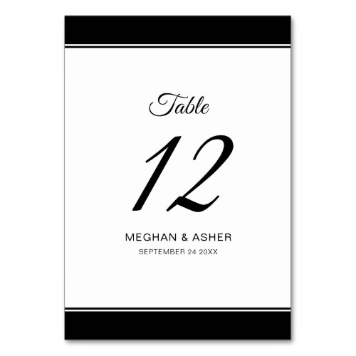 Modern Black White Table Number