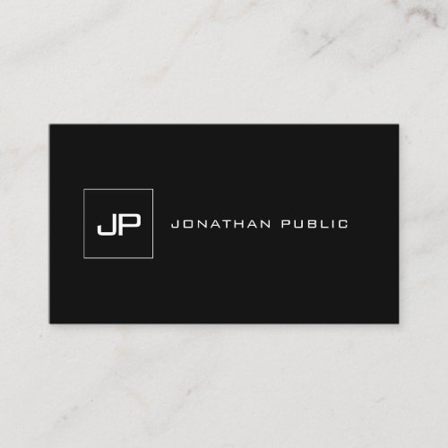 Modern Black White Template Cool Monogram Top Business Card