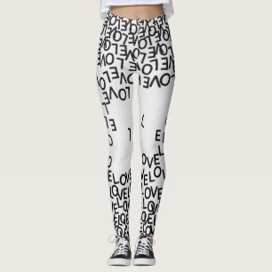 Modern black white text  leggings