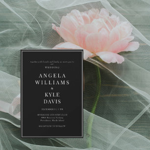 Modern Black & White text No Parents Wedding Invitation