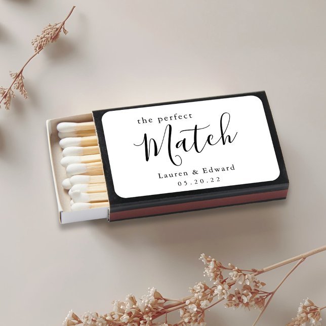 Modern Black White The Perfect Match Wedding Favor (Creator Uploaded)