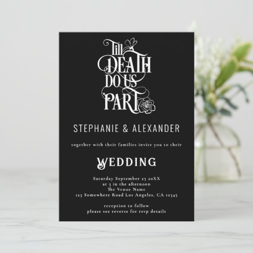Modern Black White Till Death Do Us Part Wedding I Invitation | Zazzle