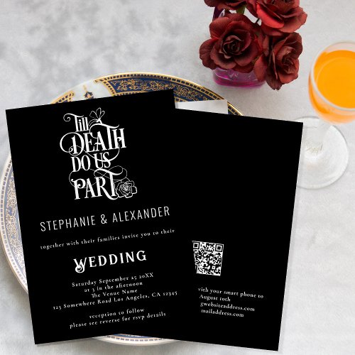 Modern Black White Till Death Do Us Part Wedding I Invitation