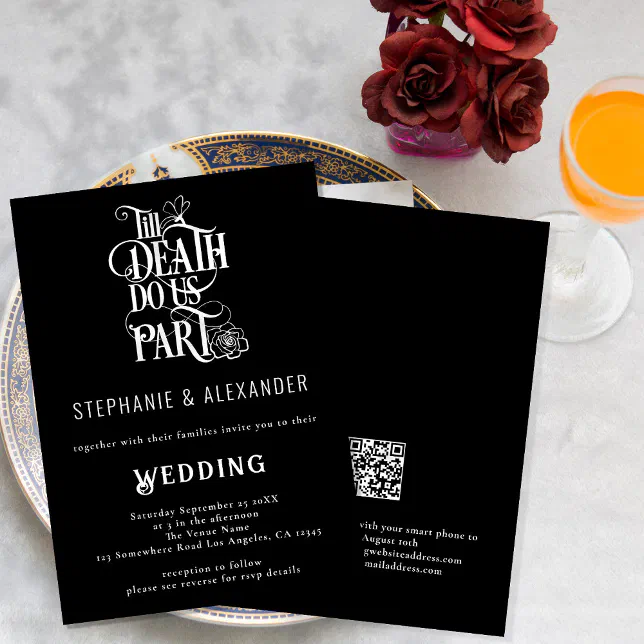 Modern Black White Till Death Do Us Part Wedding I Invitation | Zazzle