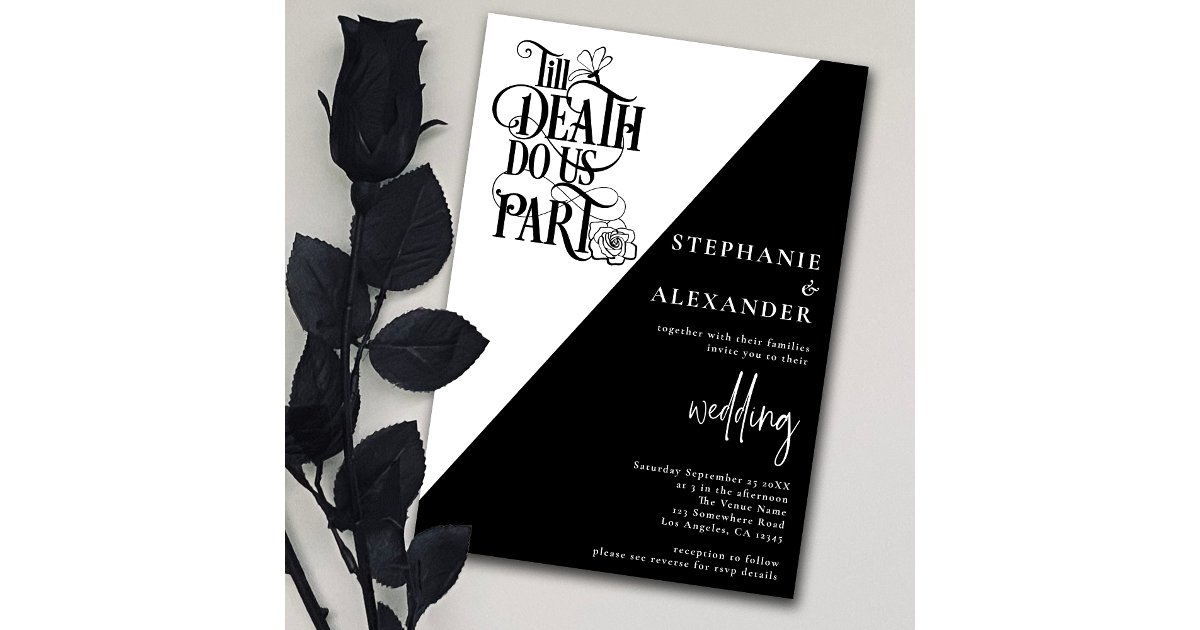 Modern Black White Till Death Do Us Part Wedding Invitation | Zazzle