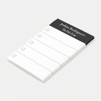 Modern Black White To Do List with Name Post-it Notes