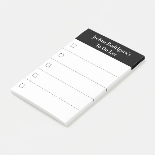 Modern Black White To Do List with Name Post_it Notes