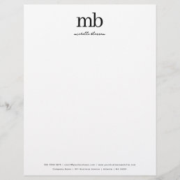Modern Black White Trendy Script Business Monogram Letterhead