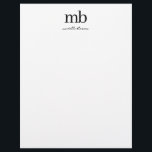 Modern Black White Trendy Script Initial Monogram Letterhead<br><div class="desc">A unique initial monogram using your initials and name. A modern style monogrammed design using connected initials and your name in script typographic font. A trendy and elegant design featuring your name is the feature. Customized this black and white monogram design and make it your own!</div>