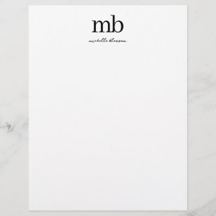 Modern Black White Trendy Script Initial Monogram Letterhead