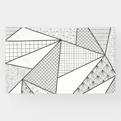 Modern Black White Triangles Geometric Pattern Banner