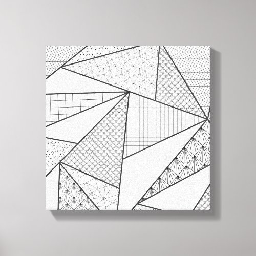 Modern Black White Triangles Geometric Pattern Canvas Print