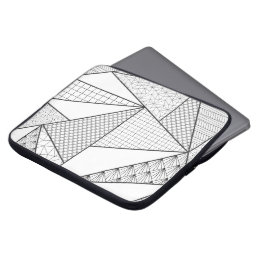 Modern Black White Triangles Geometric Pattern Laptop Sleeve