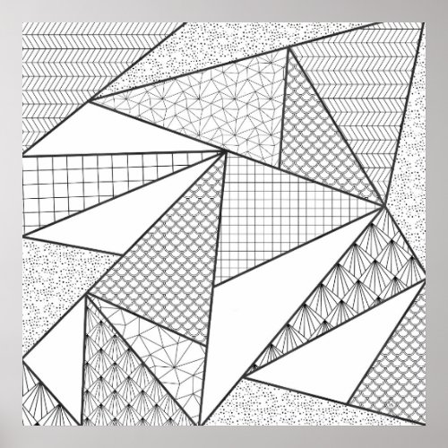 Modern Black White Triangles Geometric Pattern Poster