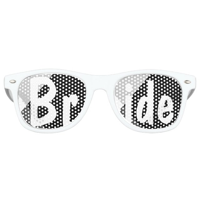 Modern black white triangles wedding Bride Retro Sunglasses (Front)