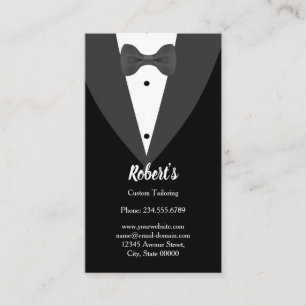 Modern Black & White Tuxedo Suit Mens Clothing Business Card