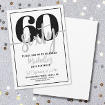 Modern Black White Typography 60th Birthday Party Invitation<br><div class="desc">Introducing a simple and modern 60th birthday party invitation, perfect for celebrating this milestone in style. The sleek design features a bold white background with a prominent "60" in black at the top. Below, "Sixty" is elegantly written in gray script calligraphy, adding a touch of sophistication. The text throughout the...</div>