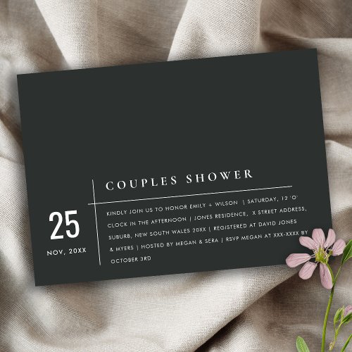 Modern Black  White Typography Couples Shower Invitation
