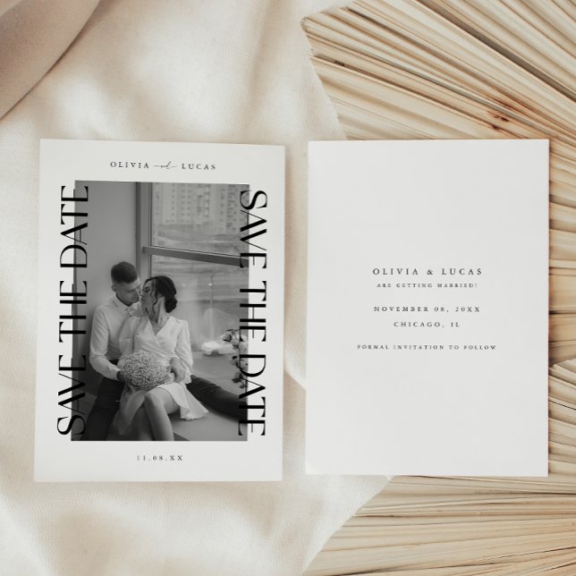 Modern Black & White Typography Wedding Photo Save The Date (Creator Uploaded)