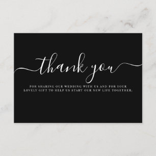 Modern Black White Typography Wedding Thank You Enclosure Card