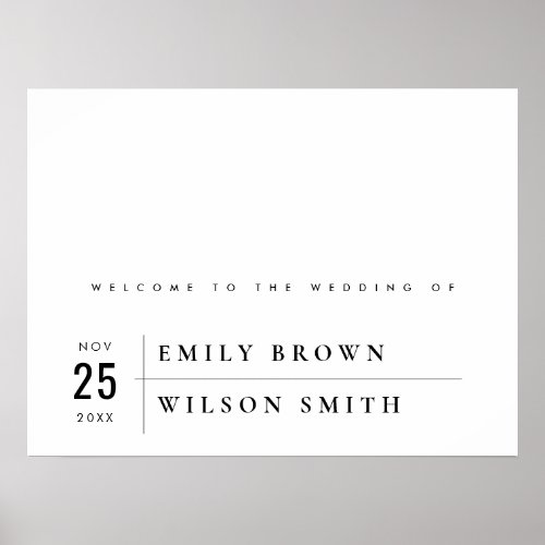 MODERN BLACK  WHITE TYPOGRAPHY WEDDING WELCOME POSTER