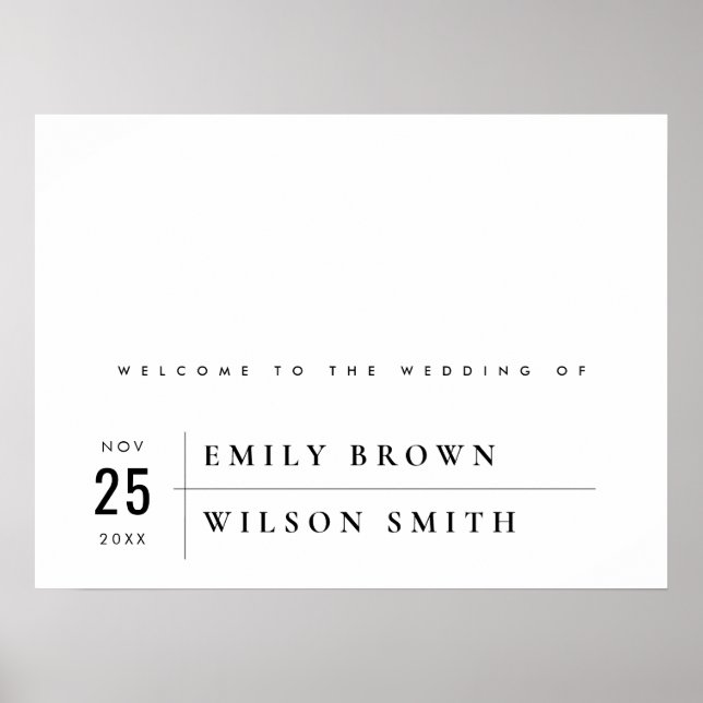 MODERN BLACK & WHITE TYPOGRAPHY WEDDING WELCOME POSTER (Front)