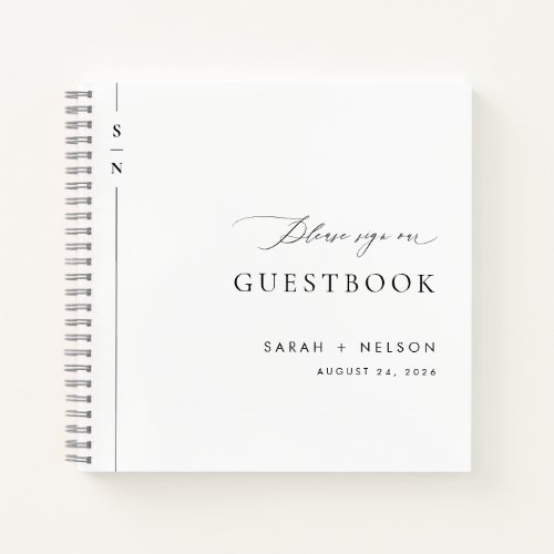 Modern Black  White Unique Wedding Guest Book