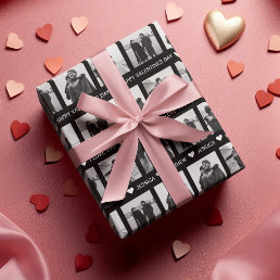 Modern Black &amp; White Valentines | Add Own Photo Wrapping Paper Sheets