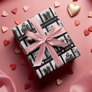 Modern Black & White Valentines   Add Own Photo Wrapping Paper Sheets