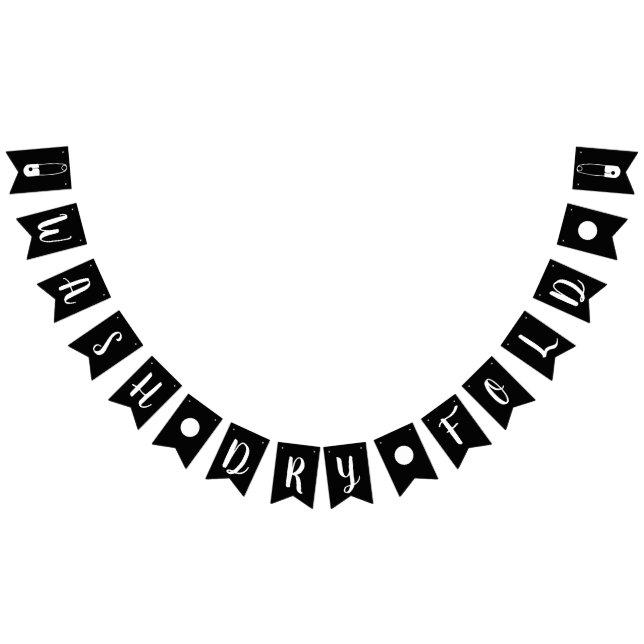 Modern Black & White Wash Dry Fold Laundry Room Bunting Flags (All)