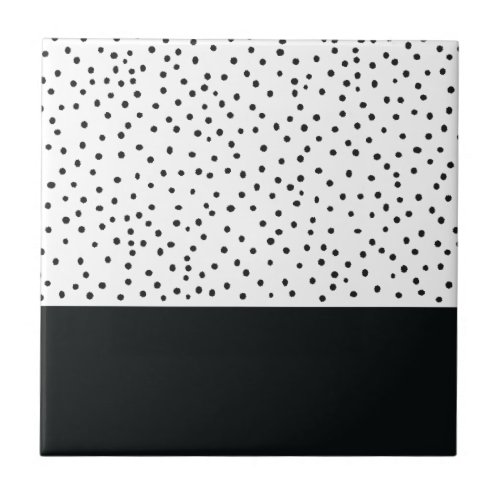 Modern black white watercolor polka dots pattern ceramic tile