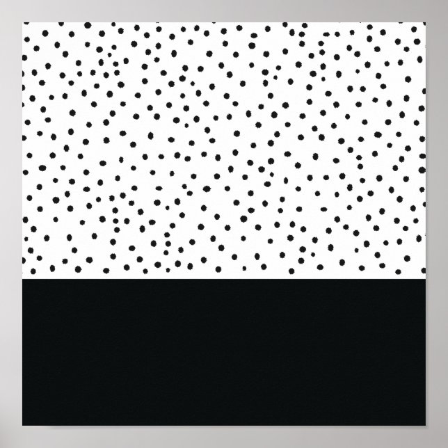 Modern black white watercolor polka dots pattern poster (Front)