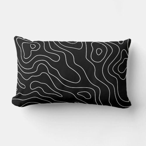  Modern Black White Wavy Abstract  Area  Lumbar Pillow