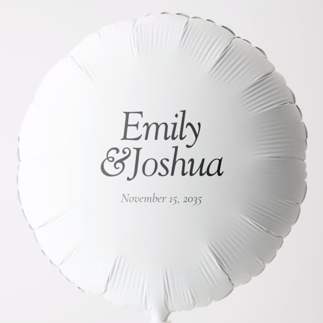Modern Black & White Wedding Balloon (Front)