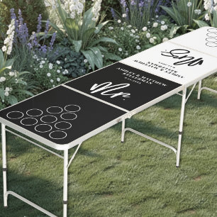 Modern Black White Wedding Beer Pong Table