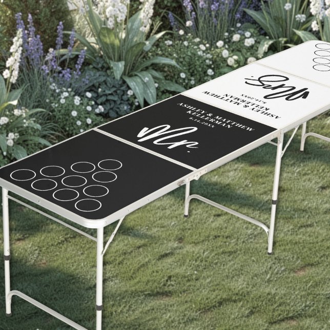 Modern Black White Wedding Beer Pong Table (Modern Black White Wedding Beer Pong Table)