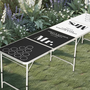 Modern Black White Wedding Beer Pong Table