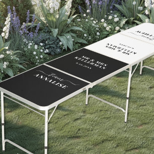 Modern Black White Wedding Beer Pong Table